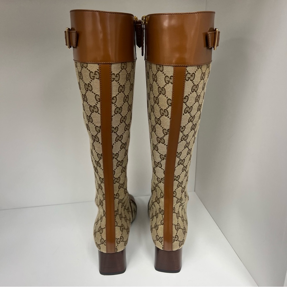 Gucci Women's GG Knee-high Boot in Tan - Picture 3 of 11